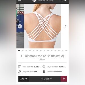 Lululemon free to be wild bra white